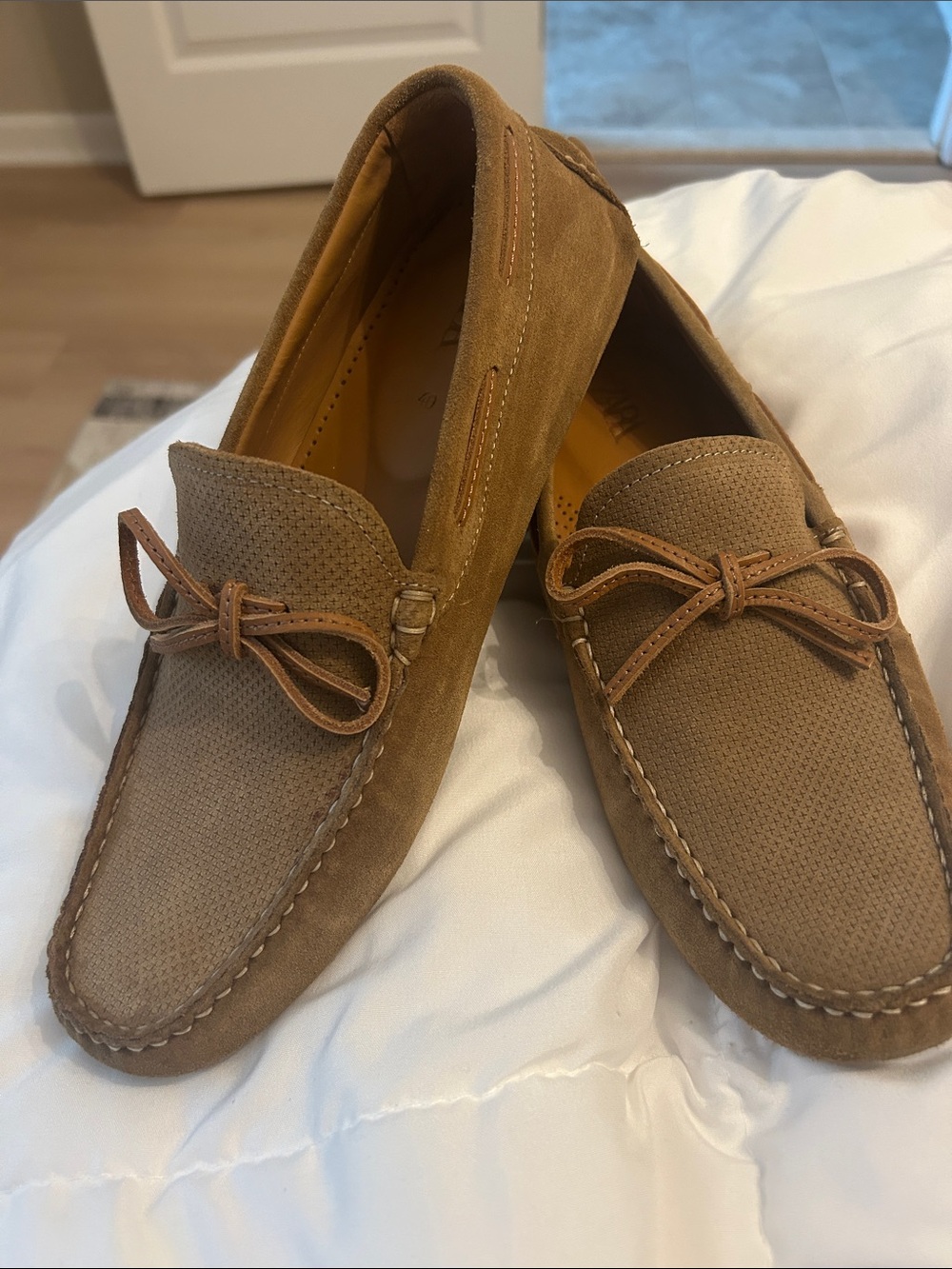 Zara Men's Tan Suede Moccasin Loafers